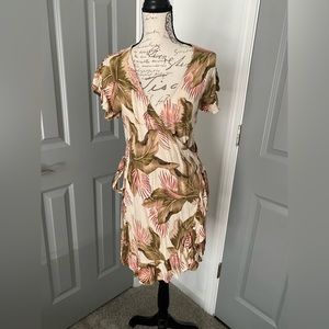 Sexy Billabong x Sun Chasers Wrap & Roll Floral Ruffle Wrap Minidress, Large